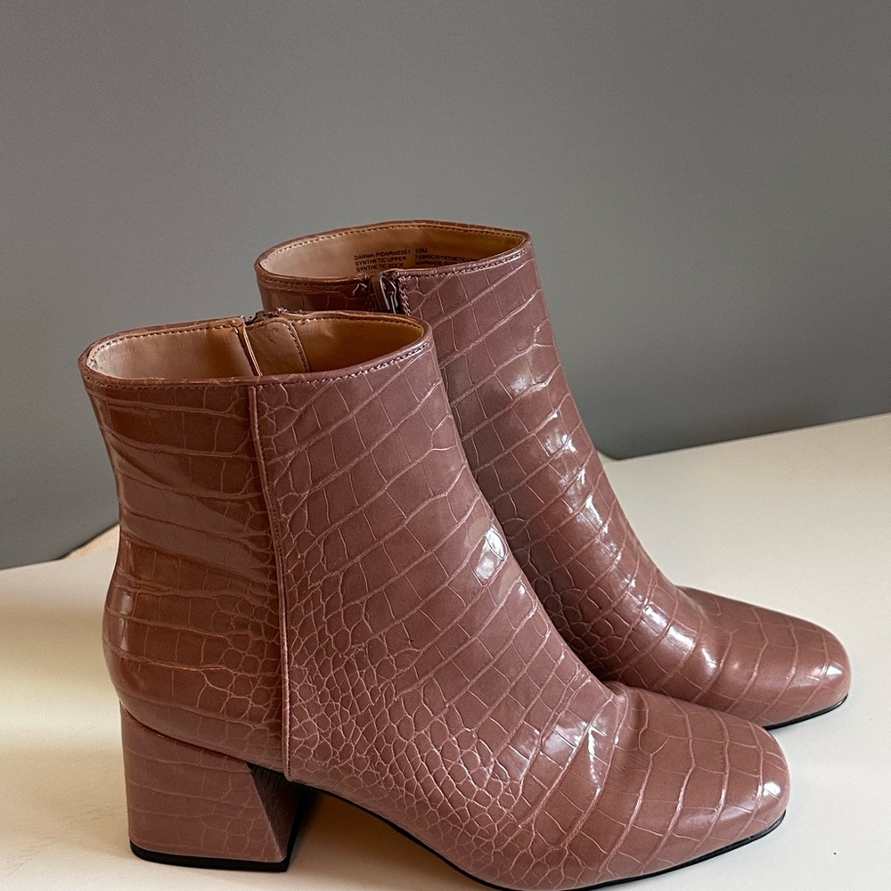 Steve Madden Croc-Embossed Ankle Boots in Brown
